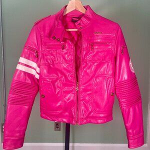 Luxirie by Lrg Bright Pink Synthetic Leather Jacket - Size Women's M